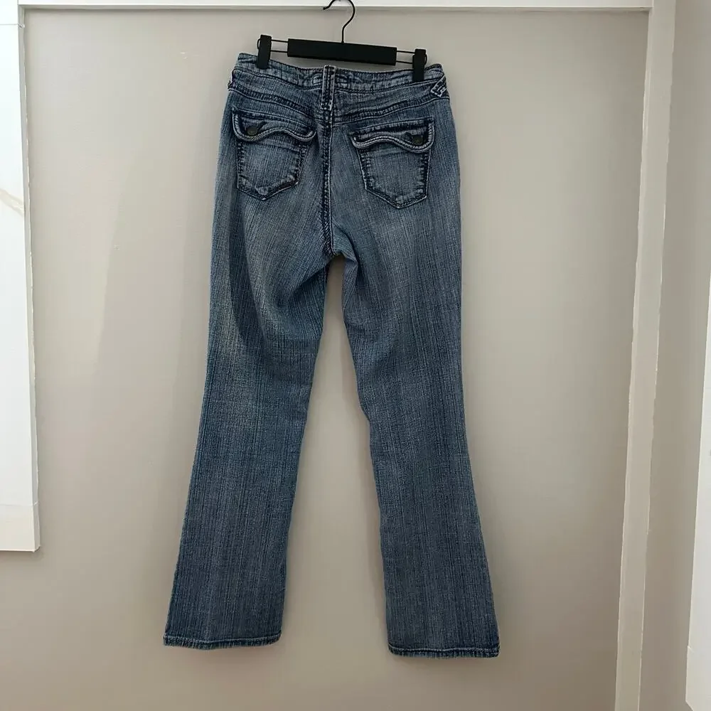 Gitano Bootcut Jeans Womens 8 Blue EUC Contrast‎ Stitch Flap Pocket Y2K Denim